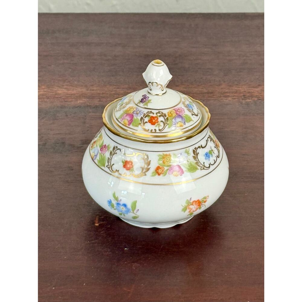 Schumann Floral Porcelain Trinket Jar 1950s Jewelry Holder